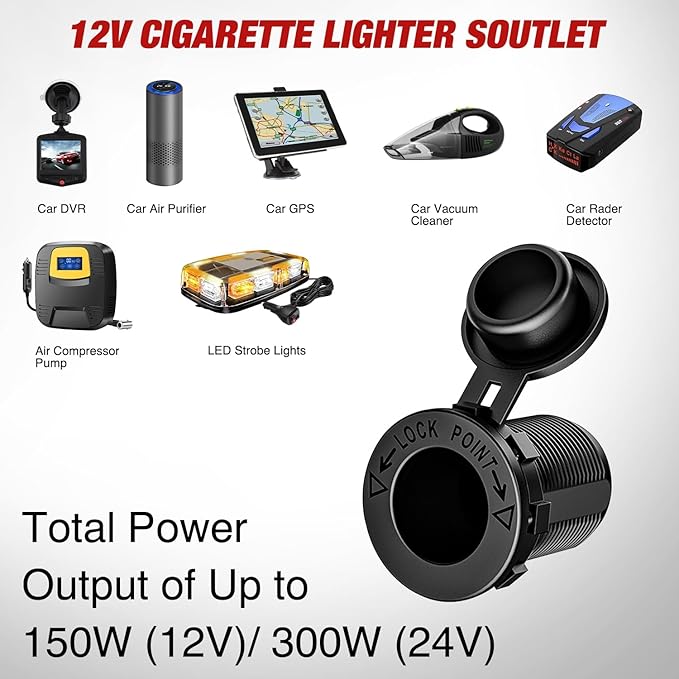 Nilight 4 in 1 Charger Socket Panel Dual QC3.0 USB with LED Voltmeter Display and Cigarette Lighter Power Cutoff Switch for CarsTrucks UTV ATV