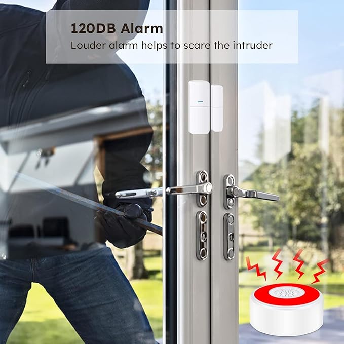 tolviviov Home Security System Wireless, DIY Door Alarm Security System, App Alerts, 10-Piece Kit, No Monthly fee, WiFi Alarm, Door Window Motion Sensor, for Safety, Home Security, Kids Safety