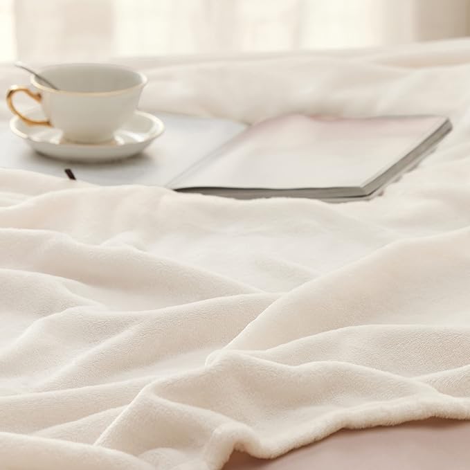 Bedsure Fleece Blankets King Size Cream - Bed Blanket Soft Lightweight Plush Cozy Fuzzy Luxury Microfiber, 108x90 inches