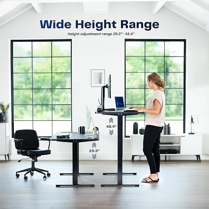 VIVO Electric 48 x 30 in Standing Desk, Memory Height Adjustment, 1B Series, Holds 220 lbs, One-Piece Light Wood Top, Gray Frame, DESK-KIT-1G5C