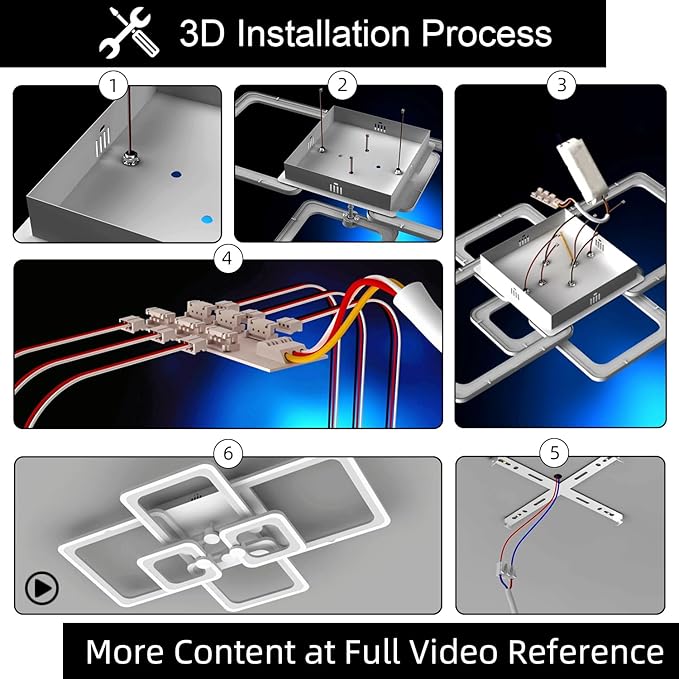 Modern LED Ceiling Lamp, 41.7in Flush Mount for Living Room, Kitchen, Bedroom - Dimmable, 8 Square Frame Acrylic with Remote