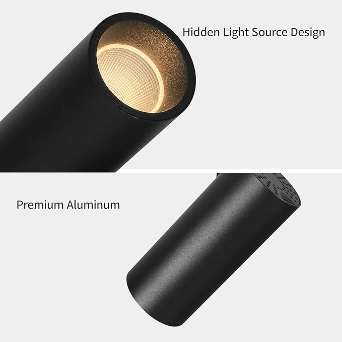 Aisilan Led Modern Directional Dimmable Spotlight Adjustable 90° Anti Glare Ceiling Spot Light for Indoor Foyer Living Room Warm White Black 9W CREE COB CRI 97 MSD015PB3K9WDim