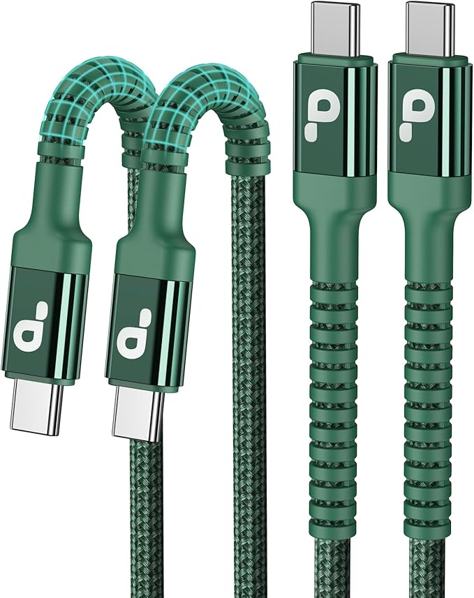 USB C Cable 6FT, 2Pack USBC to USBC Fast Charging Cable, iPhone 16 15 Charger Cable Long Type C Cord Nylon Braided Compatible with iPhone 17/16/15/Pro Max/Plus/Samsung Galaxy S23/LG and More-Green
