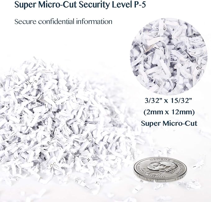 WOLVERINE 8-Sheet Super Micro Cut High Security Level P-5 Ultra Quiet Paper/Credit Card Home Office Shredder with 4.5 gallons Pullout Waste Bin SD9101 (White)