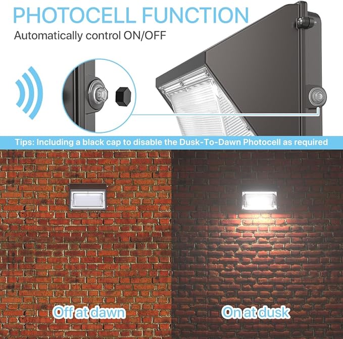 HYPERLITE 120W LED Wall Pack Light with Dusk-to-Dawn Photocell 4Packs, ETL Listed Outdoor Security Lighting Commercial and Industrial LED Wall Lights for Parking lot Garage Warehouse Factory