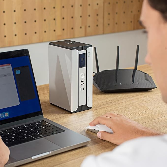 SKE Mini UPS 30000mAh Battery Backup & Surge Protector Uninterruptible Power Supply UPS for Router Modem PoE DC USB Type-C Ports Sirius