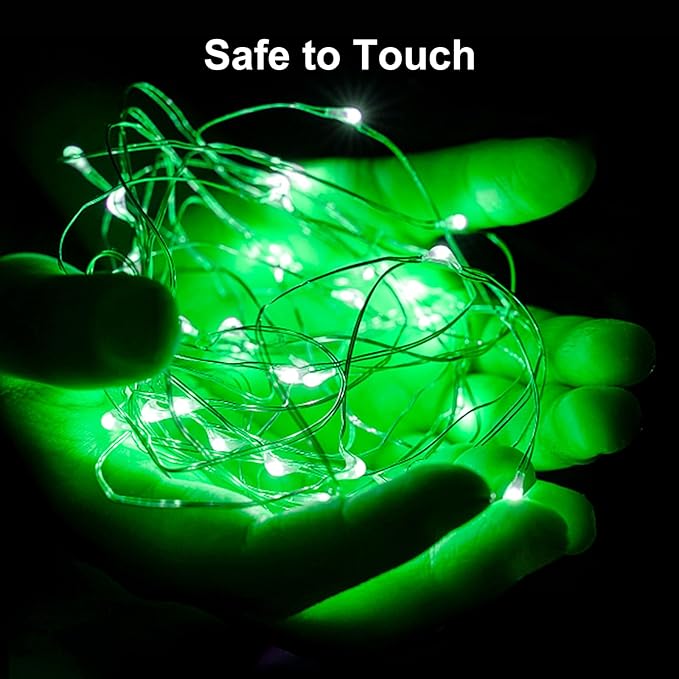 ZGWJ 24 Pack Fairy Lights Battery Operated, Green Twinkle String Lights 20 LED 7FT Mason Jar Lights Waterproof 3 Lighting Modes for Bedroom, Halloween, Christmas, Party Indoor and Outdoor Decoration