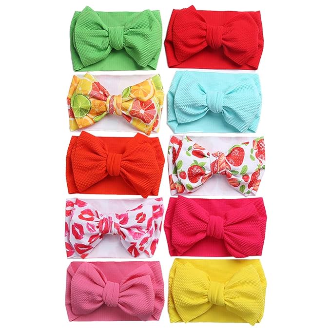 KIDOCHEESE Oversized Headbands with Large Hair Bows, Elastic Nylon Hairbands and Head Wraps for Baby Girls, Newborns, Infants, and Toddlers