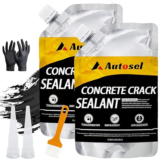 Concrete Crack Filler, Pro Cement Crack Filler, Asphalt Crack Filler,Slab Concrete Crack Waterproof, Self-Leveling Driveway Crack Filler, Quick-Drying Sealing Adhesive, Crack Filler Black-2 Pcs