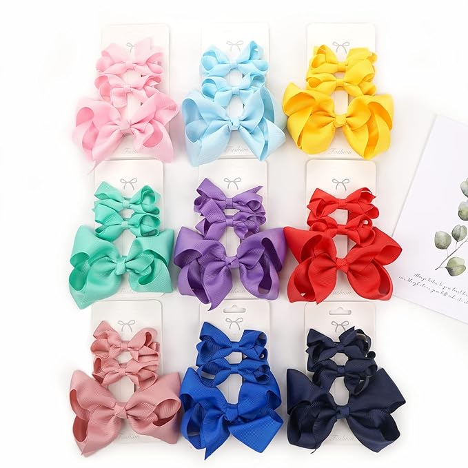 3pcs Baby Glitter Bows Hair Clips Little Girls Toddler Infants Alligator Clip Hair Accessories (Navy Blue)