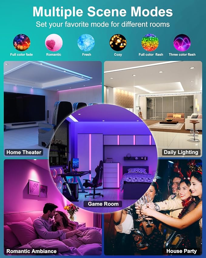 LED Recessed Lighting 5/6 inch, Bluetooth Smart Can Lights, 13W 1050LM, RGB Color Changing, Retrofit Recessed Light Fixtures Compatible with Alexa for Bedroom, Living Room, and Kitchen, 12Pack