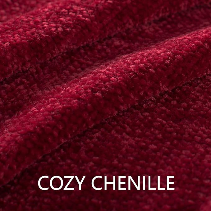Chenille Throw Blanket for Couch 60"X 80" Twin, Soft Cozy Throws with Fringe Tassel for Bed Sofa Chair Cover, Lightweight Knitted Decorative Boho Blankets for Living Room, Red