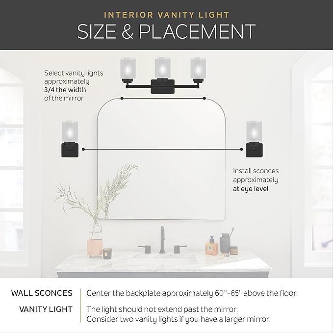 Kichler Avery 24" Vanity Bath Light in Brushed Nickel, Vintage 3-Light Bathroom Wall Mount Fixtured with Clear Seeded Glass, (24" W x 9.25" H), 45973NI
