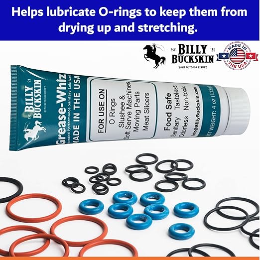 Grease-Whiz Food Grade Grease Lubricant (4oz, 4 Pack) - Lubricate Ice Cream, Slushee Machine, Beer Kegs, Pools, O Rings - Food Grade Lubricant for Commercial & Domestic Use by Billy Buckskin