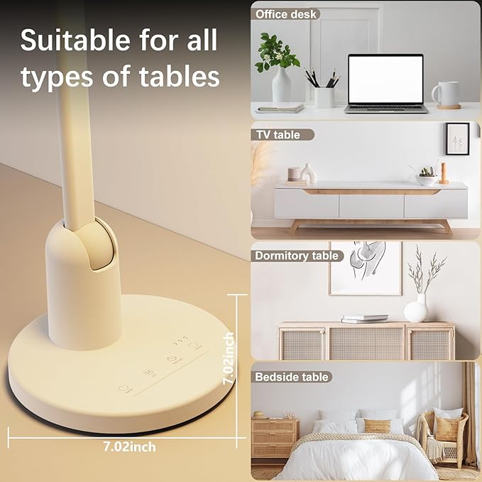 Kitloo Desk Lamps for Home Office with Stable Base, 1000LM Ultra Bright Eye-Caring Desk Light, 3000K-6000K Dimmable Table Lamp with Stepless Dimming & Timing Function for Work, Reading, Bedroom