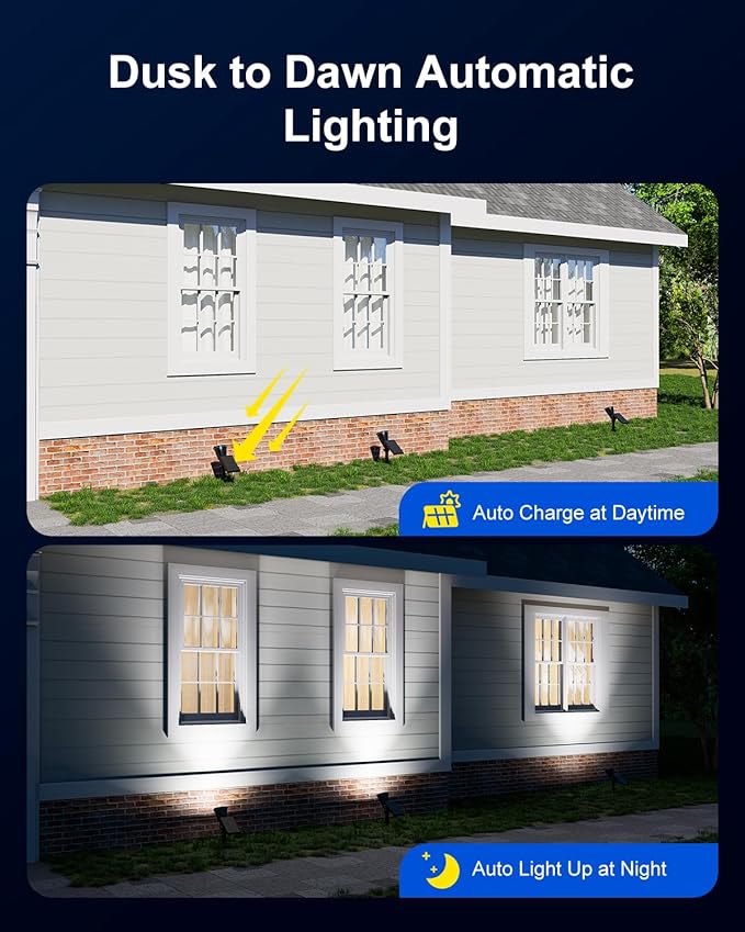 Solar Spot Lights Outdoor Waterproof for Flag, Palm Tree, Pole, Sign, Statue, Mailbox, Bright LED Outside Landscape Flood Spotlights for Accent Uplighting Yard, Garden, House, Backyard, Patio