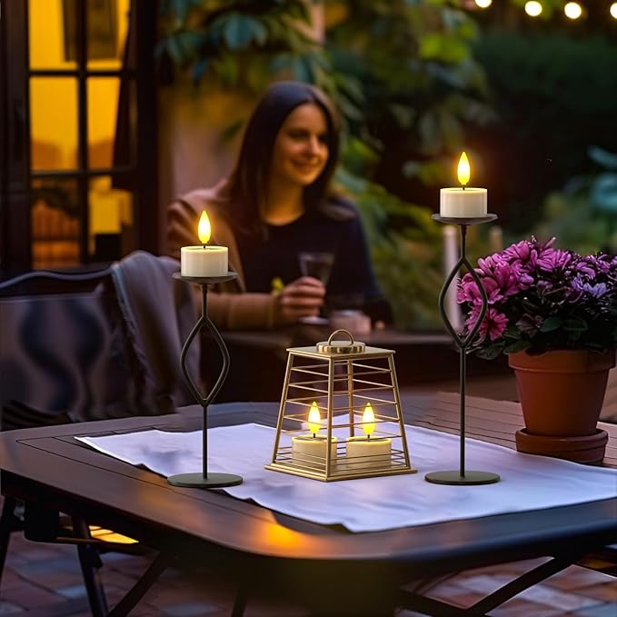 PChero Solar Tea Lights Outdoor Waterproof, 12Pcs Rechargeable Dusk to Dawn Candles, Flameless Flickering LED Votives Candles for Patio Lantern, Garden Decor, Mason Jar, Camping Table, 1.5"x2.1"