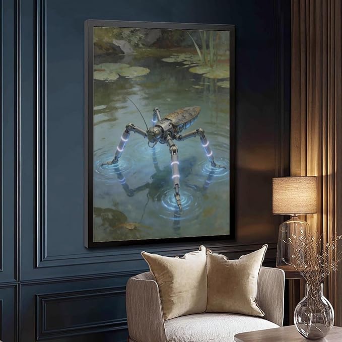Framed Modern Sci Fi Wall Art for Living Room And Studio Futuristic Minimalist Decor 20x30in