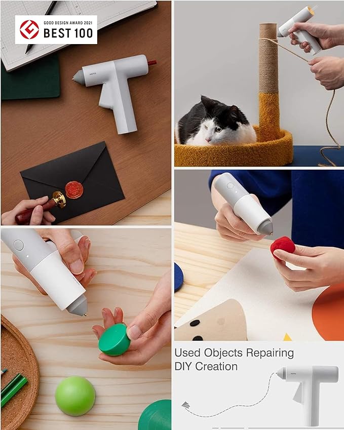 HOTO Cordless Hot Glue Gun, Minimalist Style, 30s Heating Fast, Smart Power-off, Compact Size, Intelligent Temperature Control, USB-C Rechargeable,10 Glue Sticks for Crafts, DIY Arts, Home Repairs