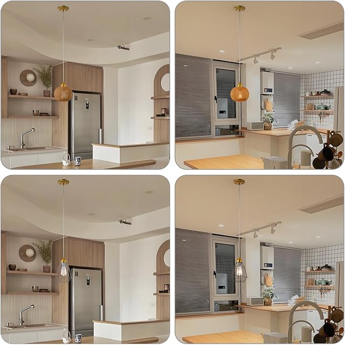 Small Pendant Light Kit - Gold, Single Island Lights for Kitchen, DIY Make Modern & Farmhouse Pendant Lights, Hanging Light Fixtures Ceiling Mount, Adjustable Height （Shade and Bulb Not Included）