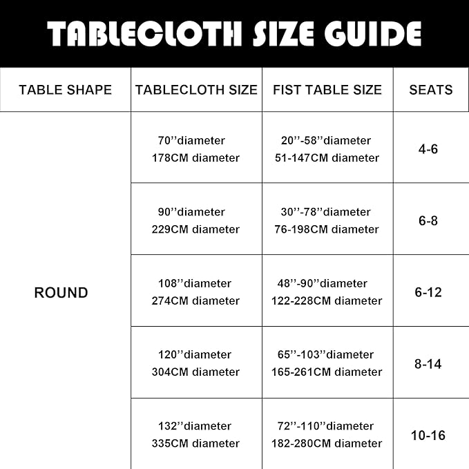 6 Pack Black Round Tablecloths 108 Inches Table Cloth Stain and Wrinkle Resistant Washable Polyester Table Cover Fabric for Party, Wedding,Dining,and Banquet Decoration