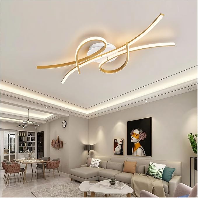 Smart Home Led Pendent Light Living Room Bedroom Study Room Hanging Light Black/Gold Art Decoration Chandelier,Modern Pendant Light