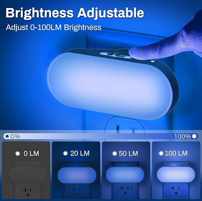 DORESshop Blue Night Light Plug into Wall With Light Sensor 4 Pack, 1W Led Dimmable night light for Bedroom, Kids Room, Bathroom, Gift