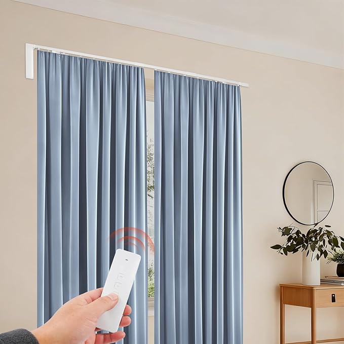Electric Curtain Track, Retractable Motorized Curtains Rod within 7.2ft, Automatic Curtain Opener w/Smart/Manual Control, Smart Curtains System for I-Rrail and U-Rail (Within 7.2ft)