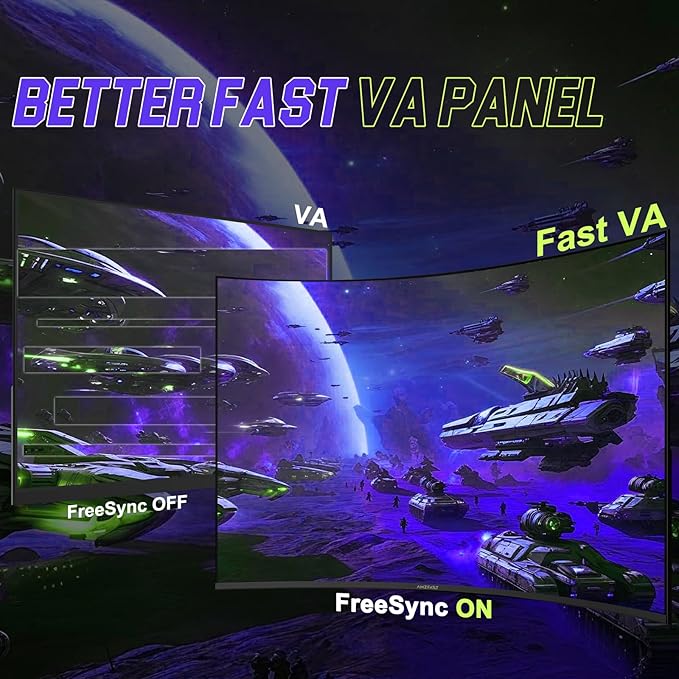 Amzfast 27 inch 200Hz Curved Gaming Monitor, FHD 1080P Computer Monitor with Built-in Speakers, MPRT 1ms with Fast VA Panel | 130% sRGB, 3000:1,1500R | 12 Months Warranty Exchange
