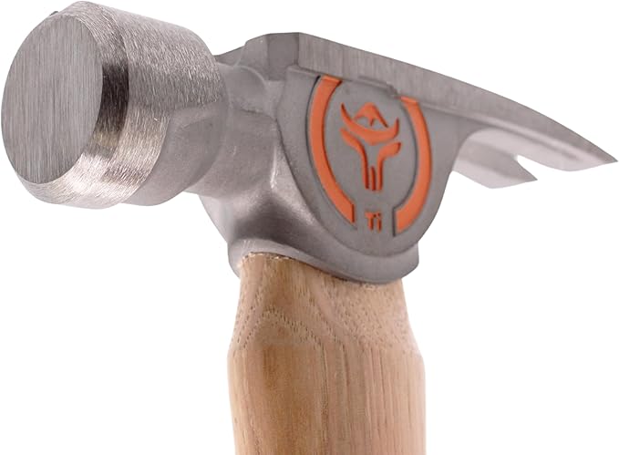 Wrango Tools Titanium Nailing Hammer – 14oz Head, 14.5in Wood Handle, Smooth Face, 38mm Diameter Pole