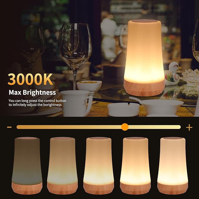 OORUN Touch Bedside Table Lamp,13 RGB Colors & 5 Brightness, USB Rechargeable Desk Lamp, Remote Control Dimmable Light with RGB Color Changing,Portable Lamp for Baby (F9)