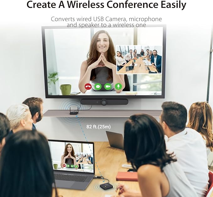 j5create Wireless Extender for USB Webcam, Microphones, or Speakers, Ideal for Streaming & Conferencing, No USB Mouse/Keyboard Compatibility (JVW120)