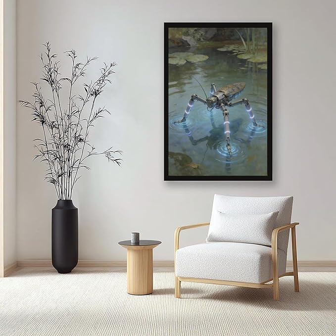 Framed Modern Sci Fi Wall Art for Living Room And Studio Futuristic Minimalist Decor 16x24in