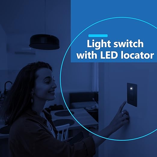 LIDER Minimalist Design Matte Finish Lighted Decorator Switch, Frameless Paddle Light Switch with Locator Light, Grounding Screw, 15A 125V, UL Listed, LS15-1P-SG, Space Gray