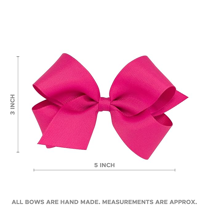 Wee Ones Girls' Classic Grosgrain Hair Bow with Scalloped Edges, No-Slip Hair Clip, Handmade, Cranberry, Medium