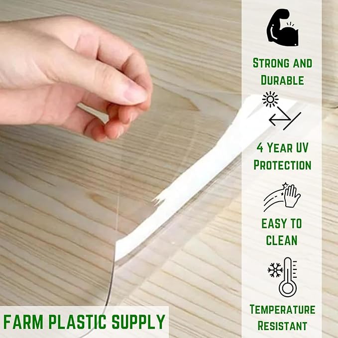 Farm Plastic Supply - Clear Vinyl Sheeting - 15 Mil - Clear Vinyl Roll, Vinyl Plastic Sheeting, Sheet for Storm Windows, Covering, Protection, Tablecloth Protector (4' x 75')