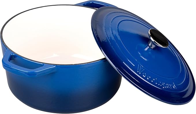 Enameled Cast Iron Dutch Oven Pot with Lid, for Bread Baking, Round Bread Oven- include Sourdough Bread Baking Supplies Set, 6QT, Blue
