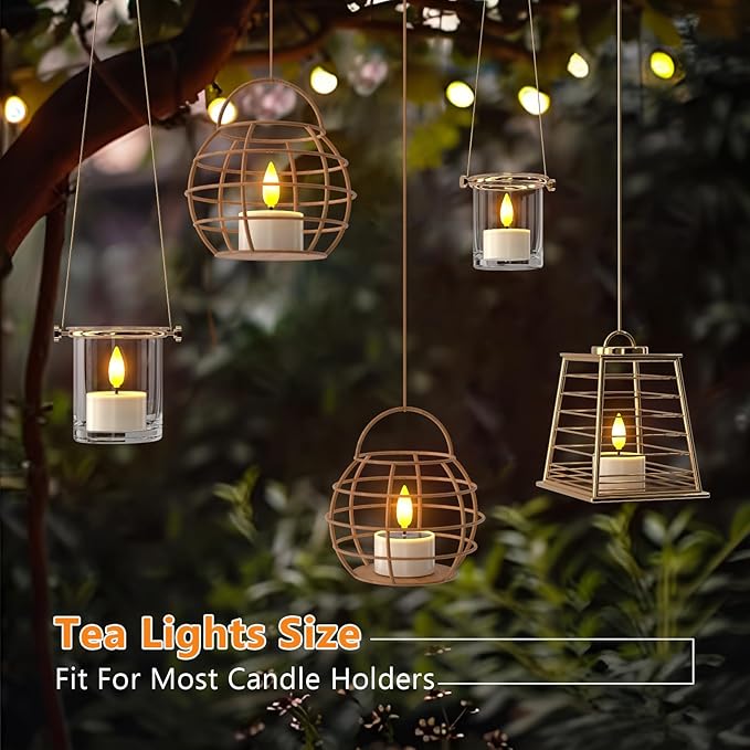 PChero Solar Tea Lights Outdoor Waterproof, 12Pcs Rechargeable Dusk to Dawn Candles, Flameless Flickering LED Votives Candles for Patio Lantern, Garden Decor, Mason Jar, Camping Table, 1.5"x2.1"