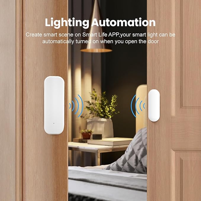 Smart WiFi Door Sensor: Wireless Window Sensor with App Notification Alert, Tuya Door Open Contact Sensor for Home Security, No Hub Required, Compatible with Alexa Google Assistant
