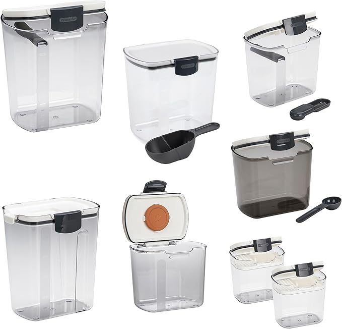 Progressive ProKeeper Baker's Airtight Kitchen Storage Canister Container Set for Flour, Sugar & More, Keeps Ingredients Fresh, with Accessories (Multicolor, 8- Piece)