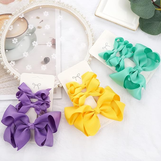 3pcs Baby Glitter Bows Hair Clips Little Girls Toddler Infants Alligator Clip Hair Accessories (Navy Blue)