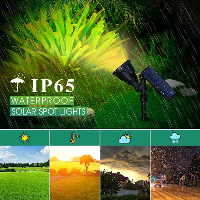 Solar Spot Lights Outdoor, Waterproof Solar Landscape Spotlights 18 LED 2-in-1 Uplights Adjustable Flag Pole Lights Solar Powered 3000k Warm White for Garden Yard Driveway Pathway