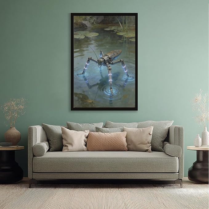 Framed Modern Sci Fi Wall Art for Living Room And Studio Futuristic Minimalist Decor 08x12in