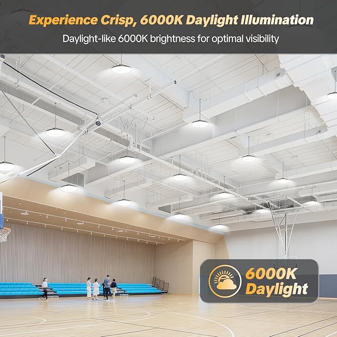 AIKVSXER LED High Bay Light UFO Shop Light 200W 30000LM 6000K Daylight Super Bright IP65 Waterproof for Warehouse Garage Barn Factory Workshop 5FT Cord with US Plug 18 Pack