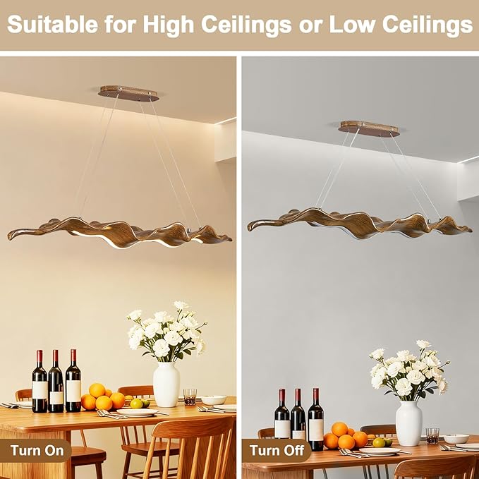 Upgrade 39.4in Led Modern Linear Chandelier with Remote,Modern Resin Ceiling Pendant Lights for Dining Room Island Lighting Hanging Light for Kitchen,Living Room