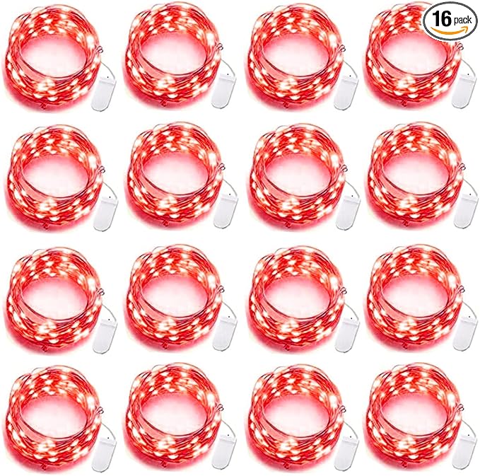 SOCO 16 Pack LED Fairy Lights Battery Operated - 10FT 30LED Copper Wire Mason Jar String Lights, IP65 Waterproof, Bendable for Indoor/Outdoor, Christmas, Wedding, Party, Camping Decor