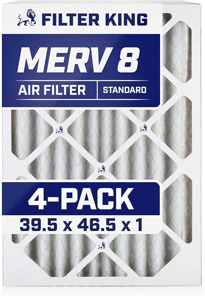 Filter King 39.5x46.5x1 Air Filter | 4-PACK | MERV 8 HVAC Pleated A/C Furnace Filters | MADE IN USA | Actual Size: 39.5 x 46.5 x .75"