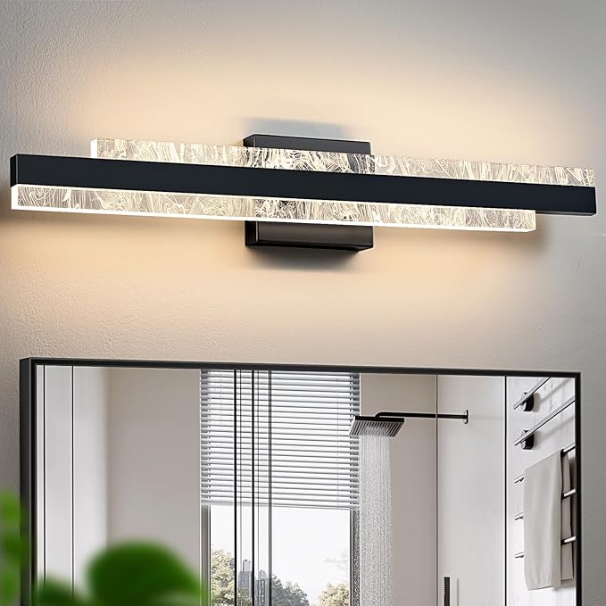 Modern Bathroom Vanity Light: Matte Black 27 inch 28W Dimmable LED Bath Bar Light Fixtures Over Mirror - Wall Sconce Picture Lights for Paintings Cabinets Bedroom 3000k