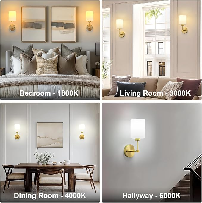 Battery Operated Wall Sconce Set of Two,Wireless Rechargeable Wall Light With Remote Control, Dimmable, 1800K/3000K/4000K/6000K/RGB, Timer, for Living Room, Bedroom, Fireplace, TV, 13.5 Inch, Gold