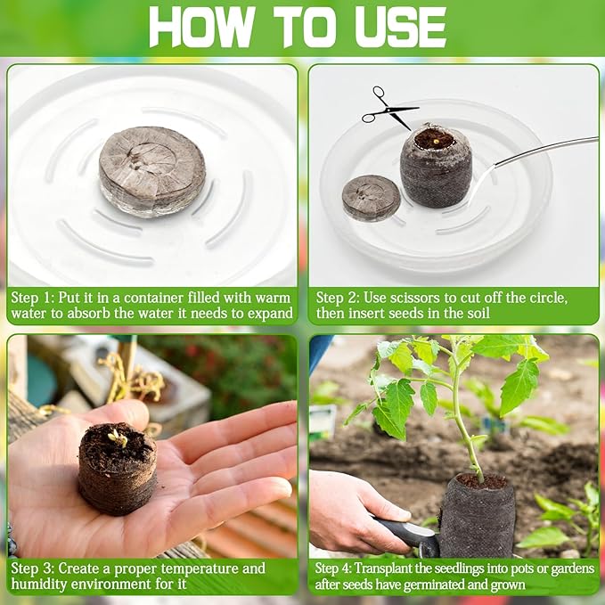 ZeeDix 200 Pcs (30mm) Peat Pellet Fiber Soil Plant Seed Starters- Seed Starter Pellets Pods Compressed Peat Pellets for Grow Herbs, Plant, Flowers, Vegetables, Seed Pods for Planting Easy Transplant